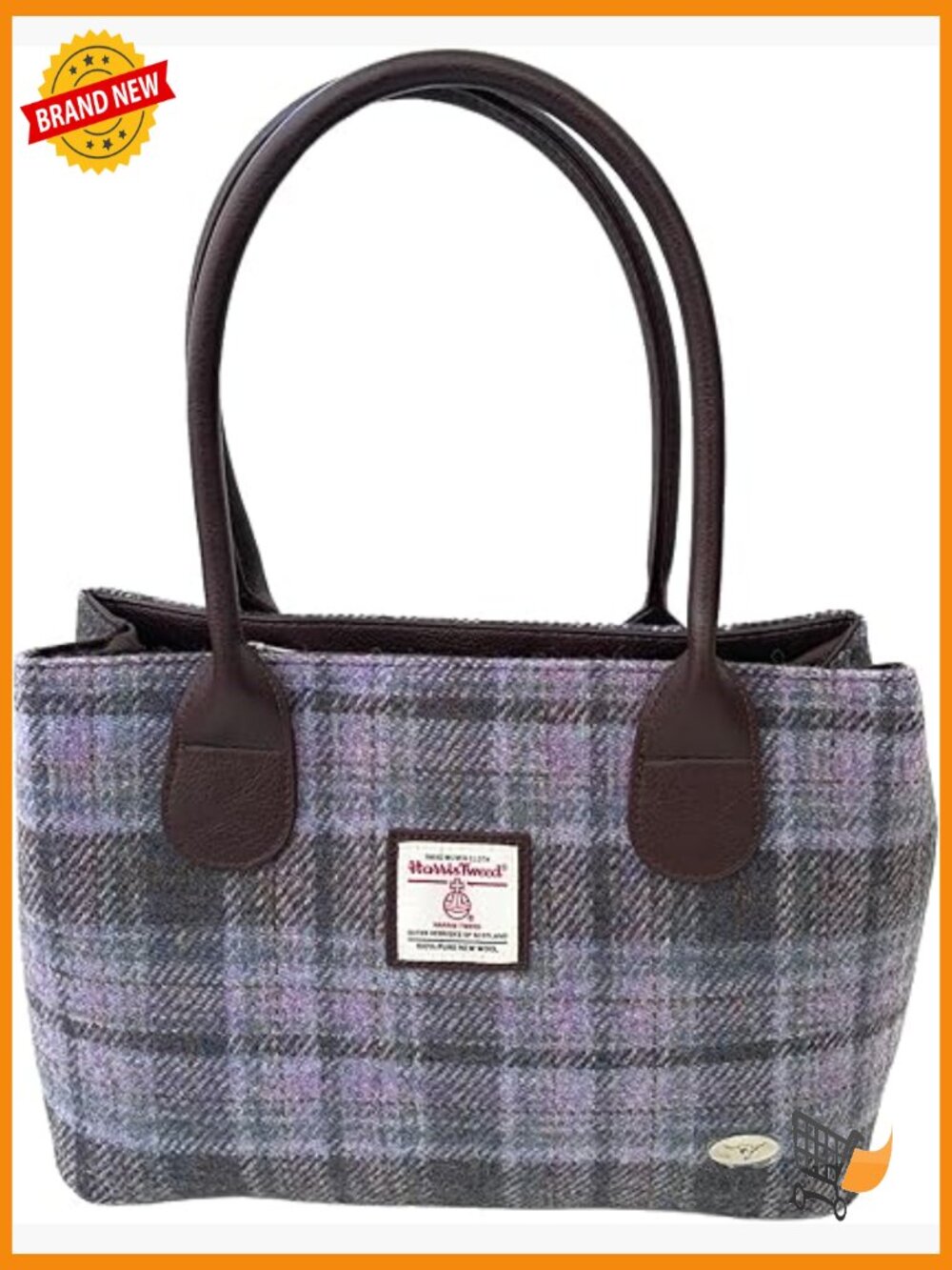 Large Harris Tweed Bucket Handbag with Shoulder Straps